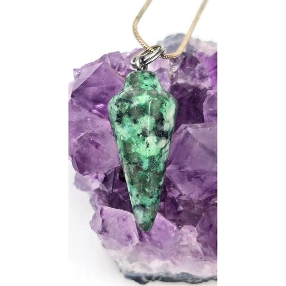 925 Sterling Silver African Turquoise Pendant Necklace 20" Pendulum Snake Chain - Picture 1 of 5